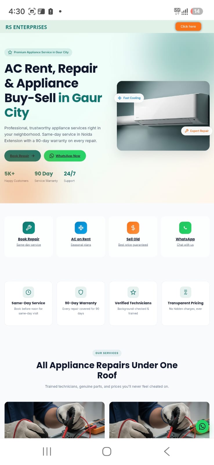 Gaur City Repair — website by OnlineTizarat