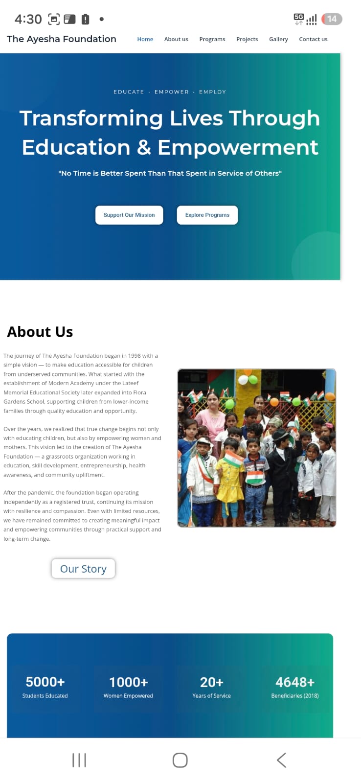 The Ayesha Foundation — website by OnlineTizarat