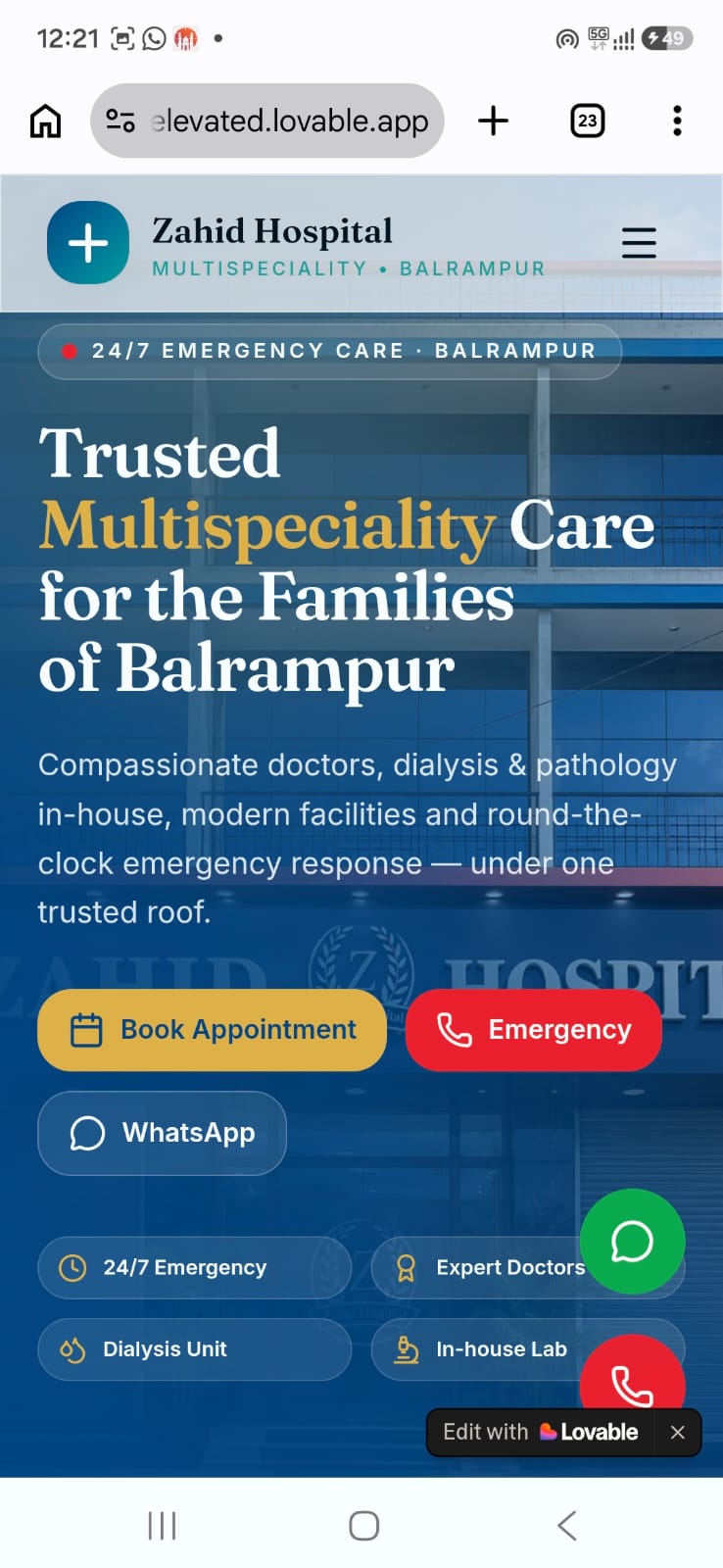 Zahid Hospital — website by OnlineTizarat